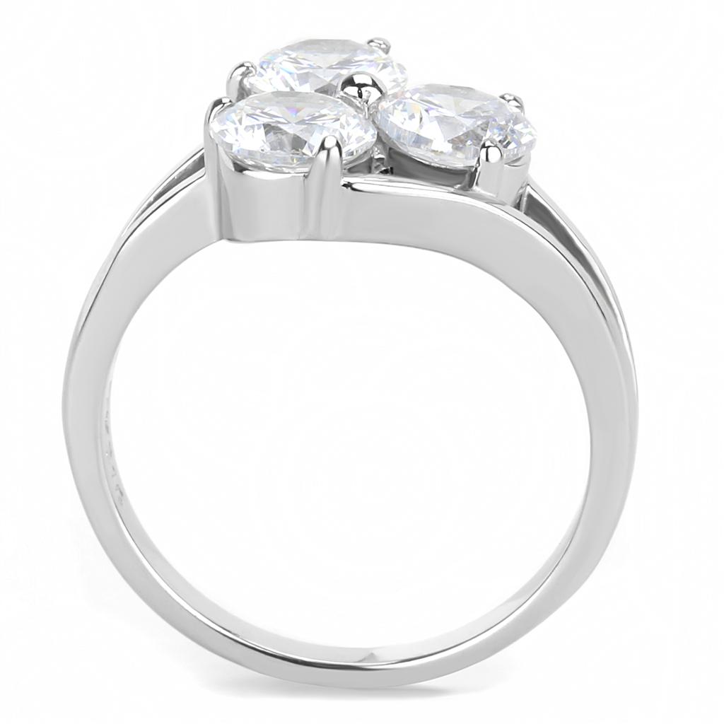 TK3430 - High polished (no plating) Stainless Steel Ring with AAA Grade CZ  in Clear