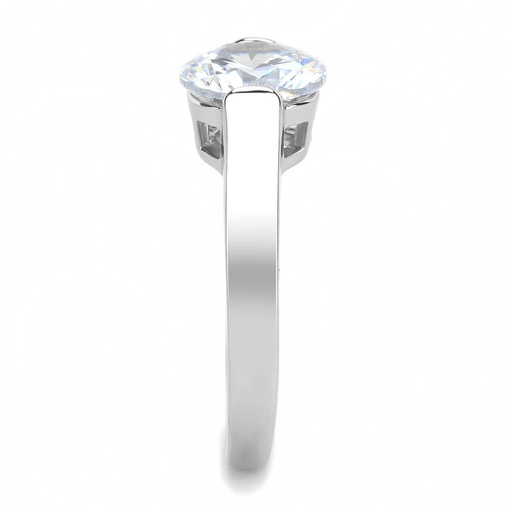 TK3432 - High polished (no plating) Stainless Steel Ring with AAA Grade CZ  in Clear