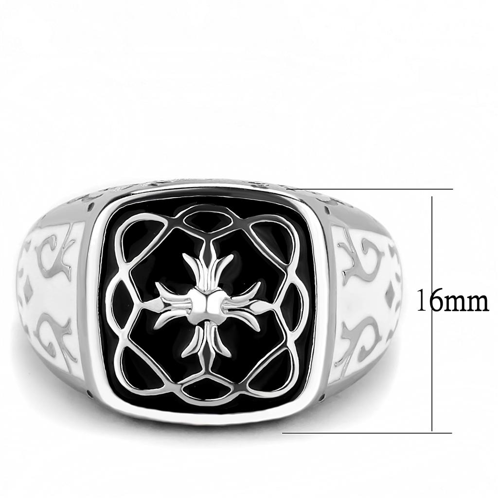 TK3460 - High polished (no plating) Stainless Steel Ring with Epoxy  in Jet