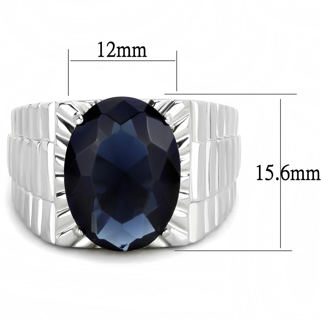 TK3461 - High polished (no plating) Stainless Steel Ring with Synthetic Synthetic Glass in Montana