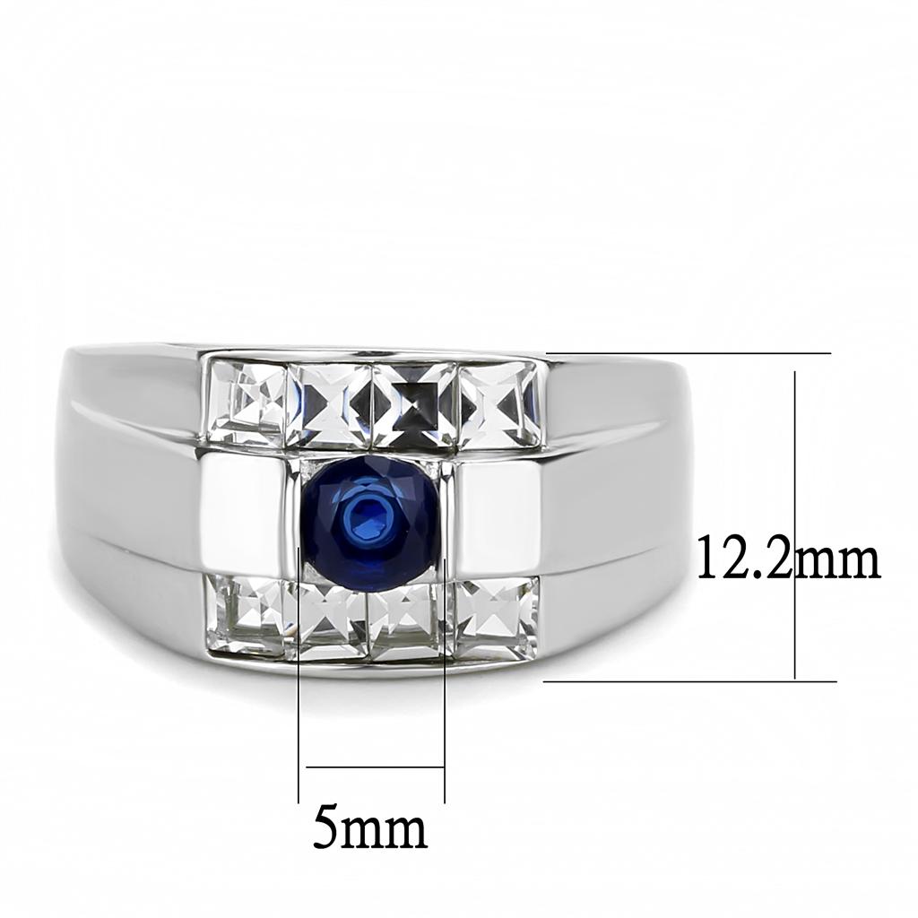 TK3463 - High polished (no plating) Stainless Steel Ring with Synthetic Synthetic Glass in Montana