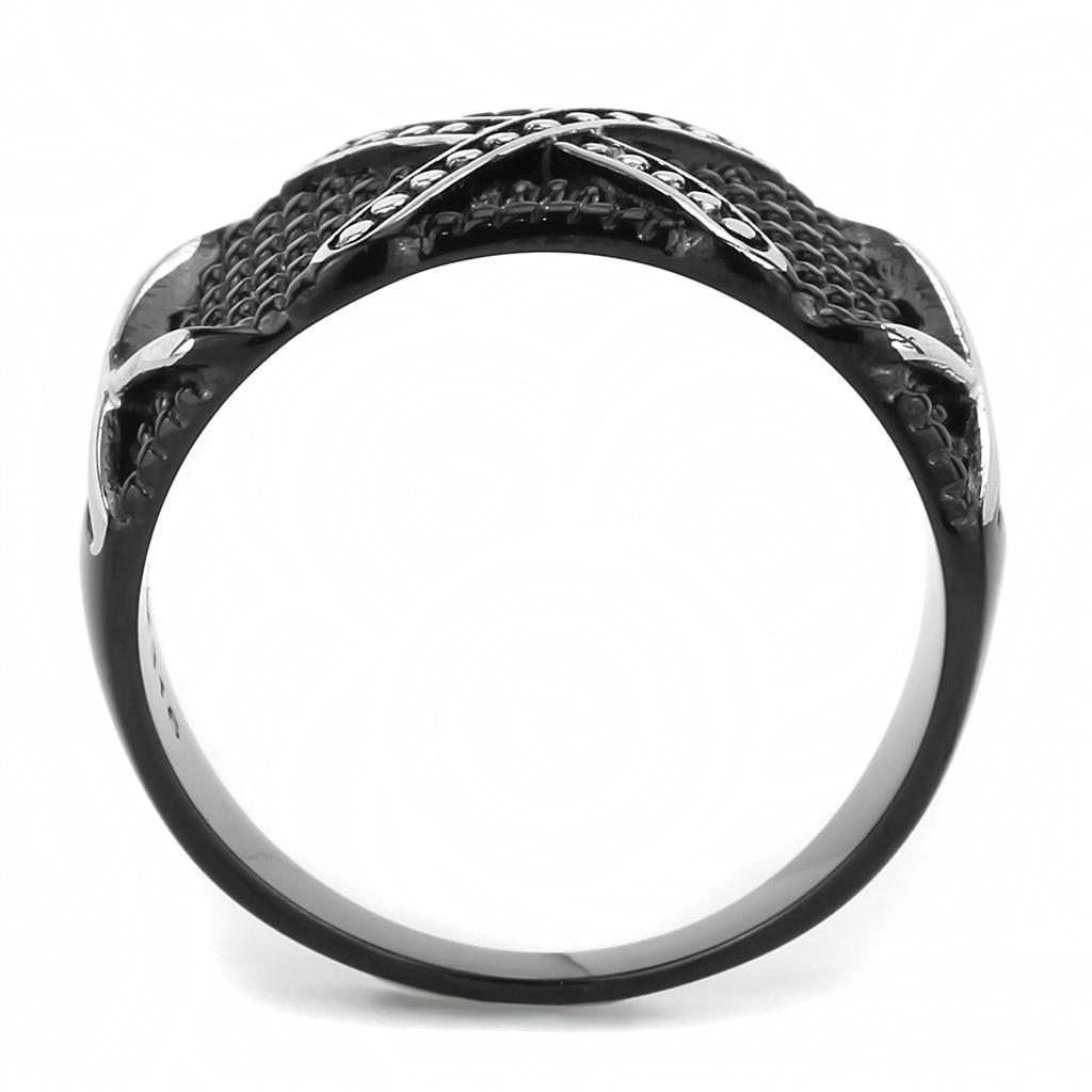 TK3468 - IP Black(Ion Plating) Stainless Steel Ring with No Stone