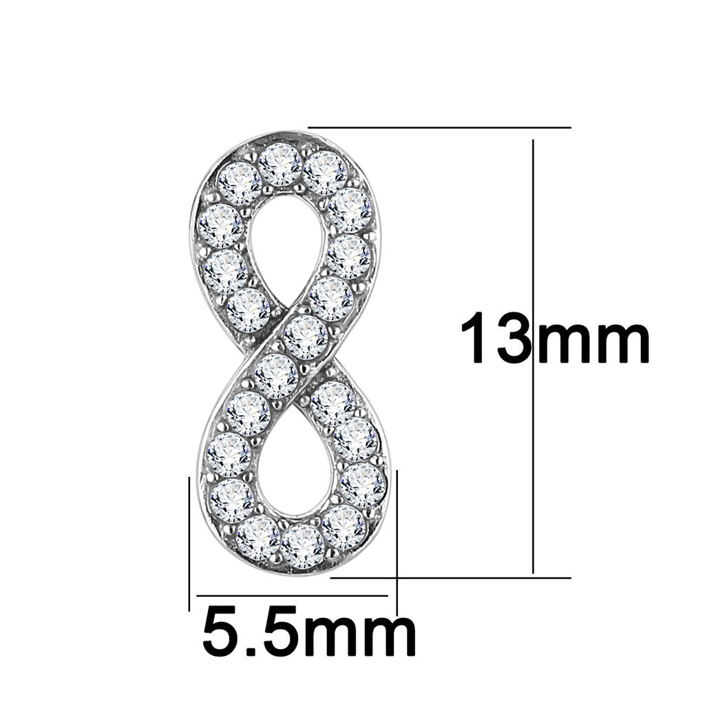 TK3475 - High polished (no plating) Stainless Steel Earrings with AAA Grade CZ  in Clear