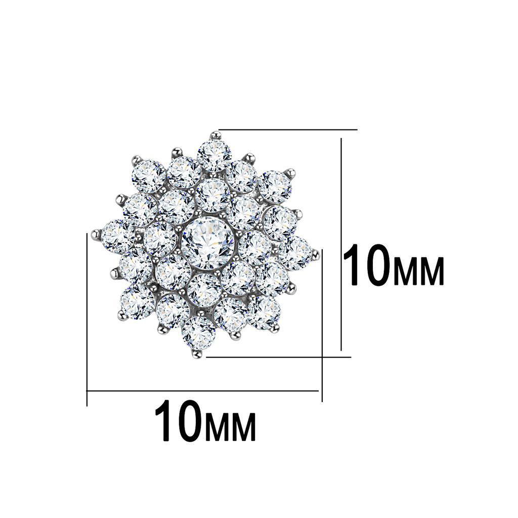 TK3490 - High polished (no plating) Stainless Steel Earrings with AAA Grade CZ  in Clear