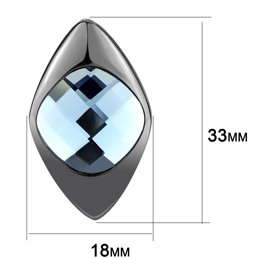 TK3494 - IP Light Black  (IP Gun) Stainless Steel Earrings with Synthetic Synthetic Glass in Light Sapphire