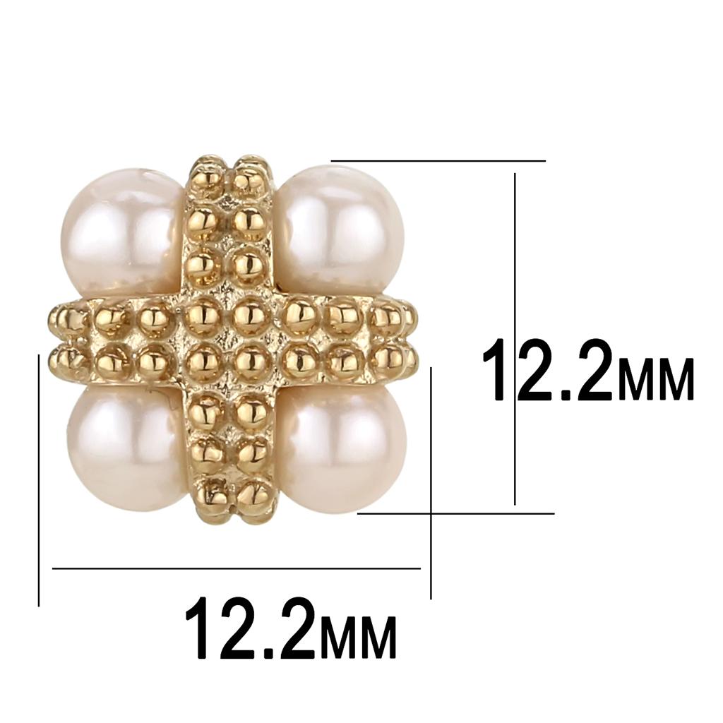 TK3495 - IP Rose Gold(Ion Plating) Stainless Steel Earrings with Synthetic Pearl in Light Rose