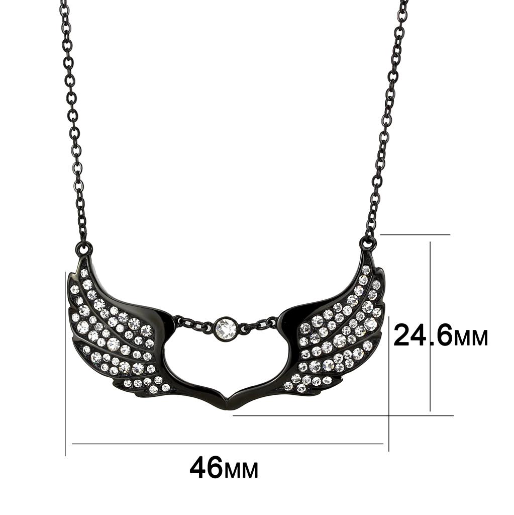 TK3496 - IP Black(Ion Plating) Stainless Steel Necklace with Top Grade Crystal  in Clear