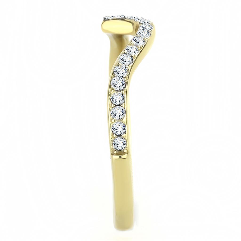 TK3527 - IP Gold(Ion Plating) Stainless Steel Ring with Top Grade Crystal  in Clear