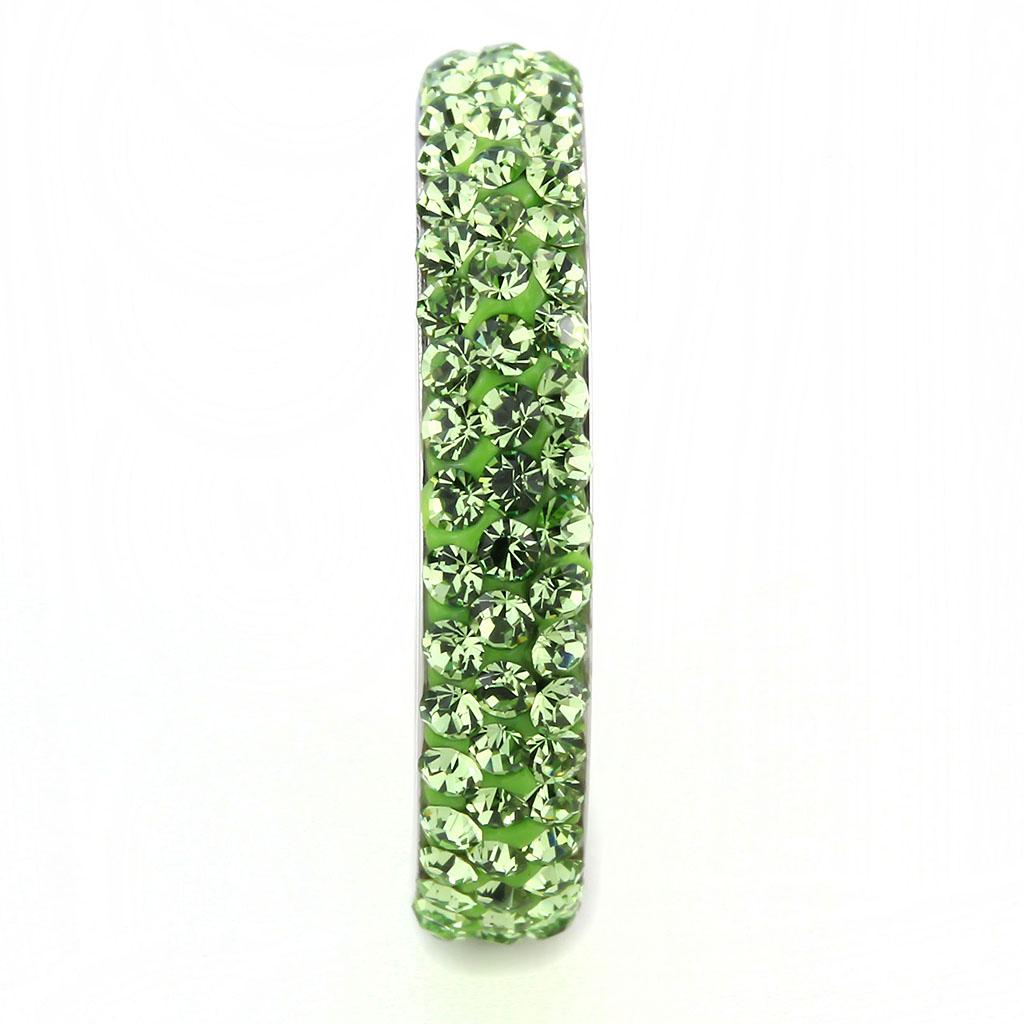 TK3537 - High polished (no plating) Stainless Steel Ring with Top Grade Crystal  in Peridot