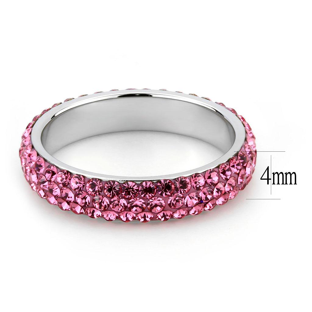 TK3542 - High polished (no plating) Stainless Steel Ring with Top Grade Crystal  in Rose