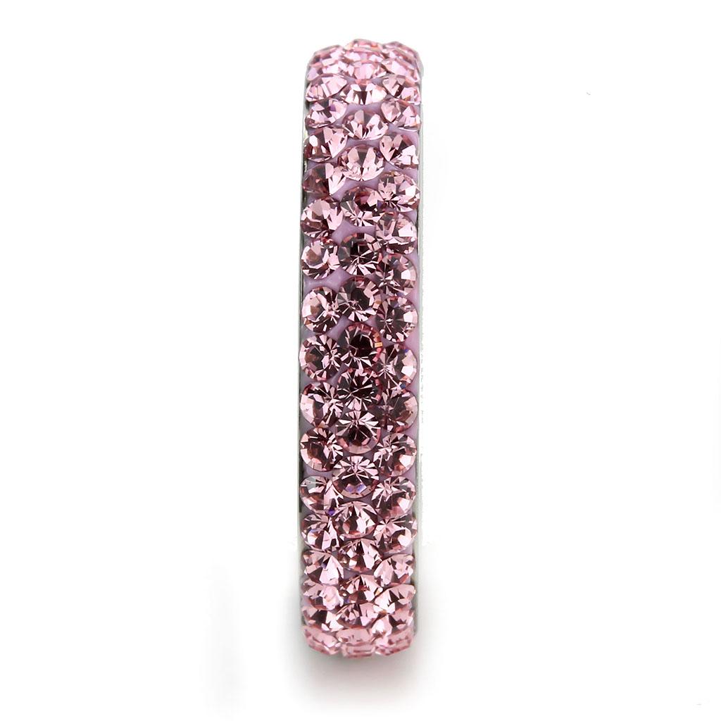 TK3543 - High polished (no plating) Stainless Steel Ring with Top Grade Crystal  in Light Rose