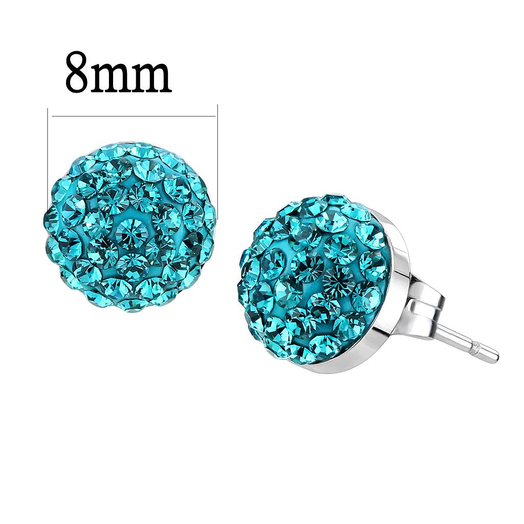 TK3549 - High polished (no plating) Stainless Steel Earrings with Top Grade Crystal  in Blue Zircon