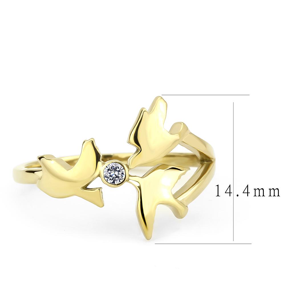 TK3573 - IP Gold(Ion Plating) Stainless Steel Ring with AAA Grade CZ  in Clear