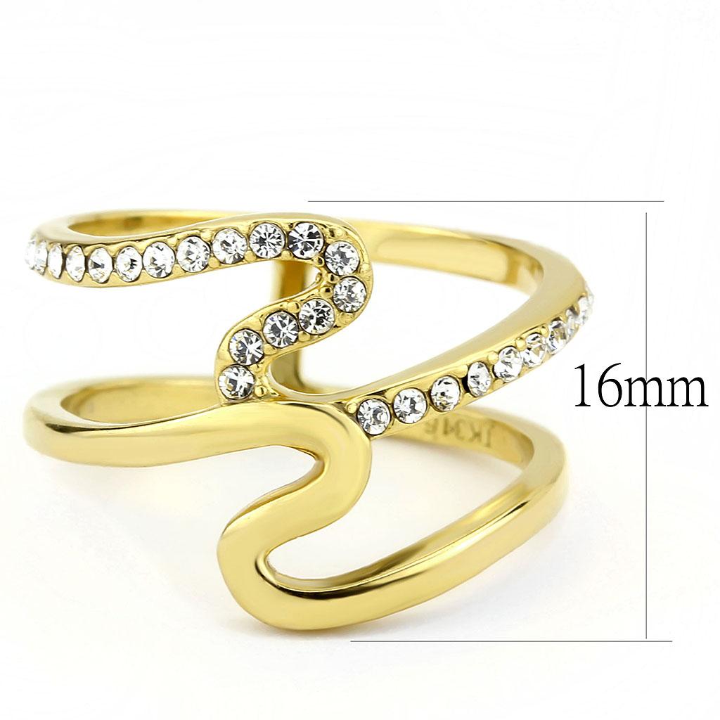 TK3574 - IP Gold(Ion Plating) Stainless Steel Ring with Top Grade Crystal  in Clear