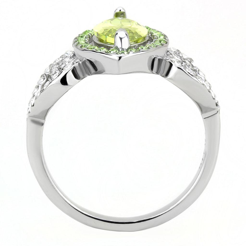 TK3579 - No Plating Stainless Steel Ring with AAA Grade CZ  in Apple Green color