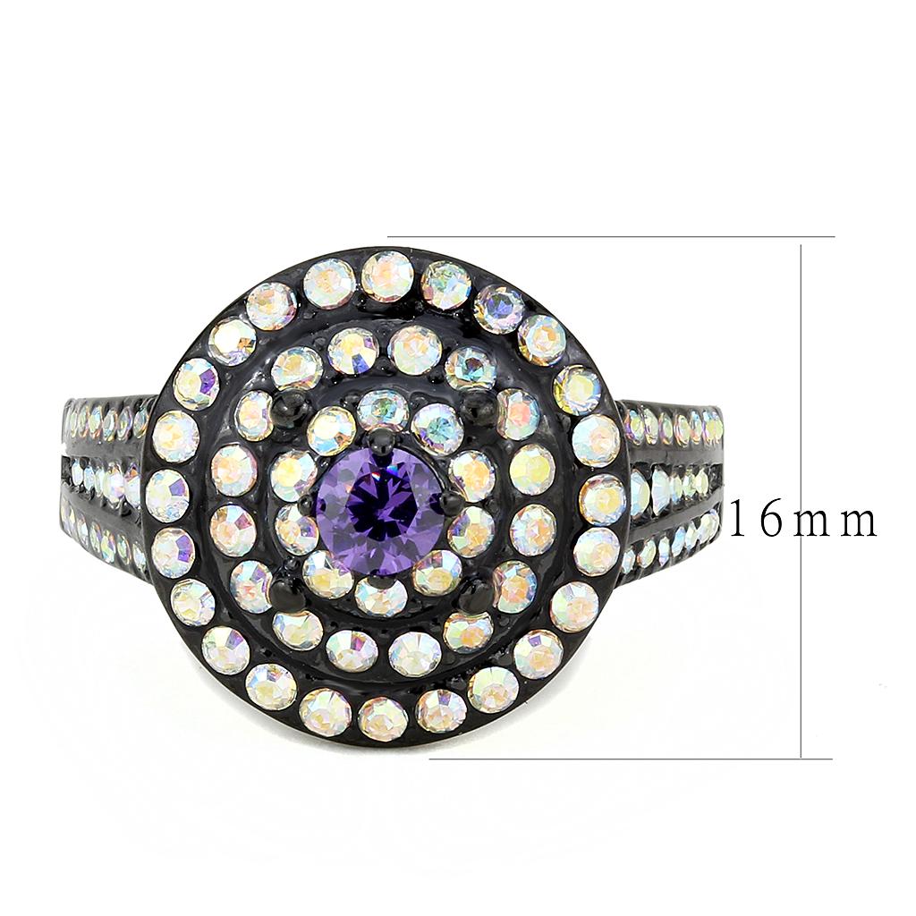 TK3580 - IP Black(Ion Plating) Stainless Steel Ring with Assorted  in Multi Color