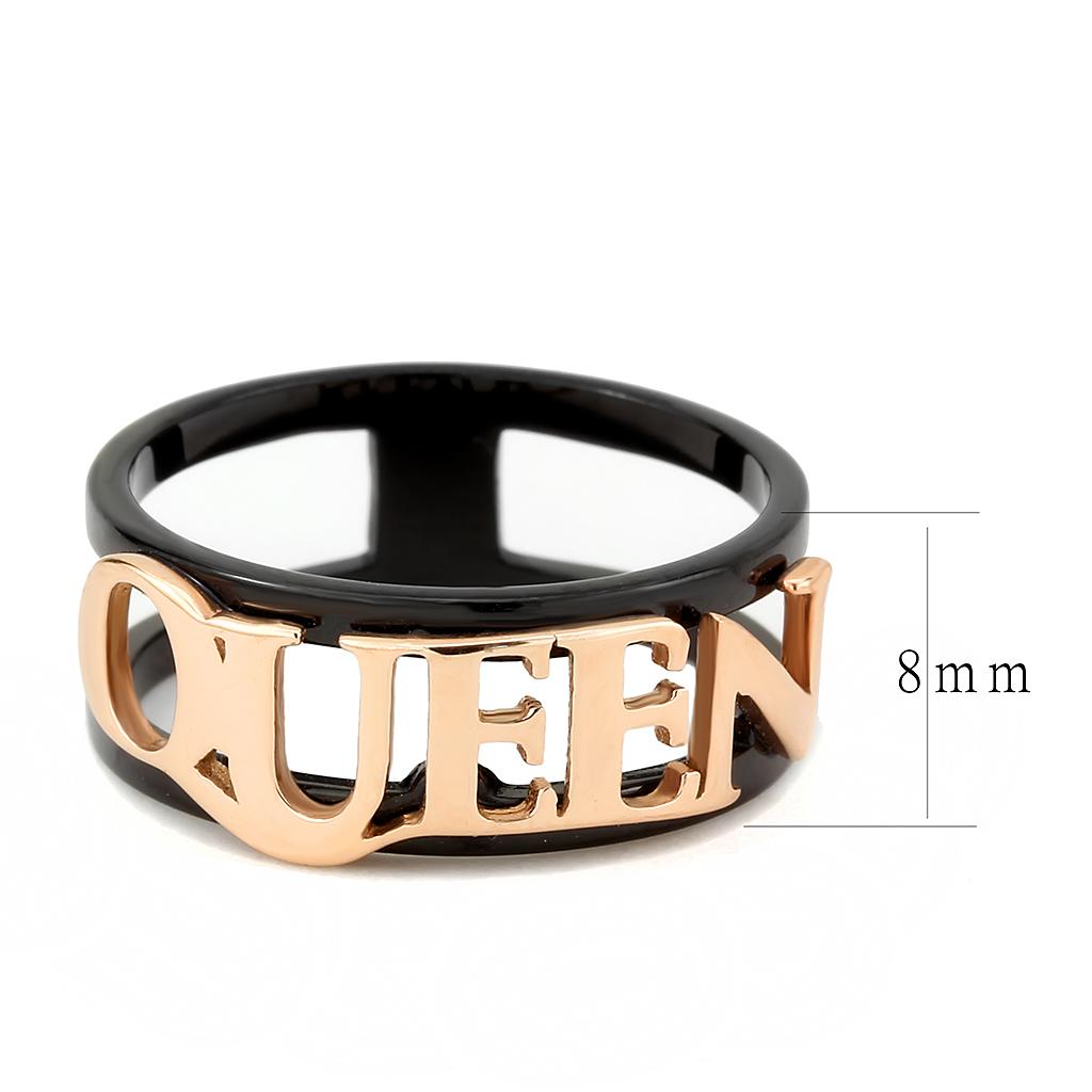 TK3584 - IP Rose Gold+ IP Black (Ion Plating) Stainless Steel Ring with No Stone