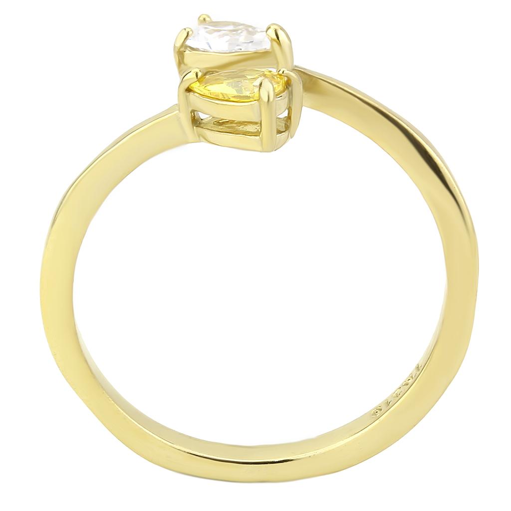 TK3586 - IP Gold(Ion Plating) Stainless Steel Ring with AAA Grade CZ  in Topaz