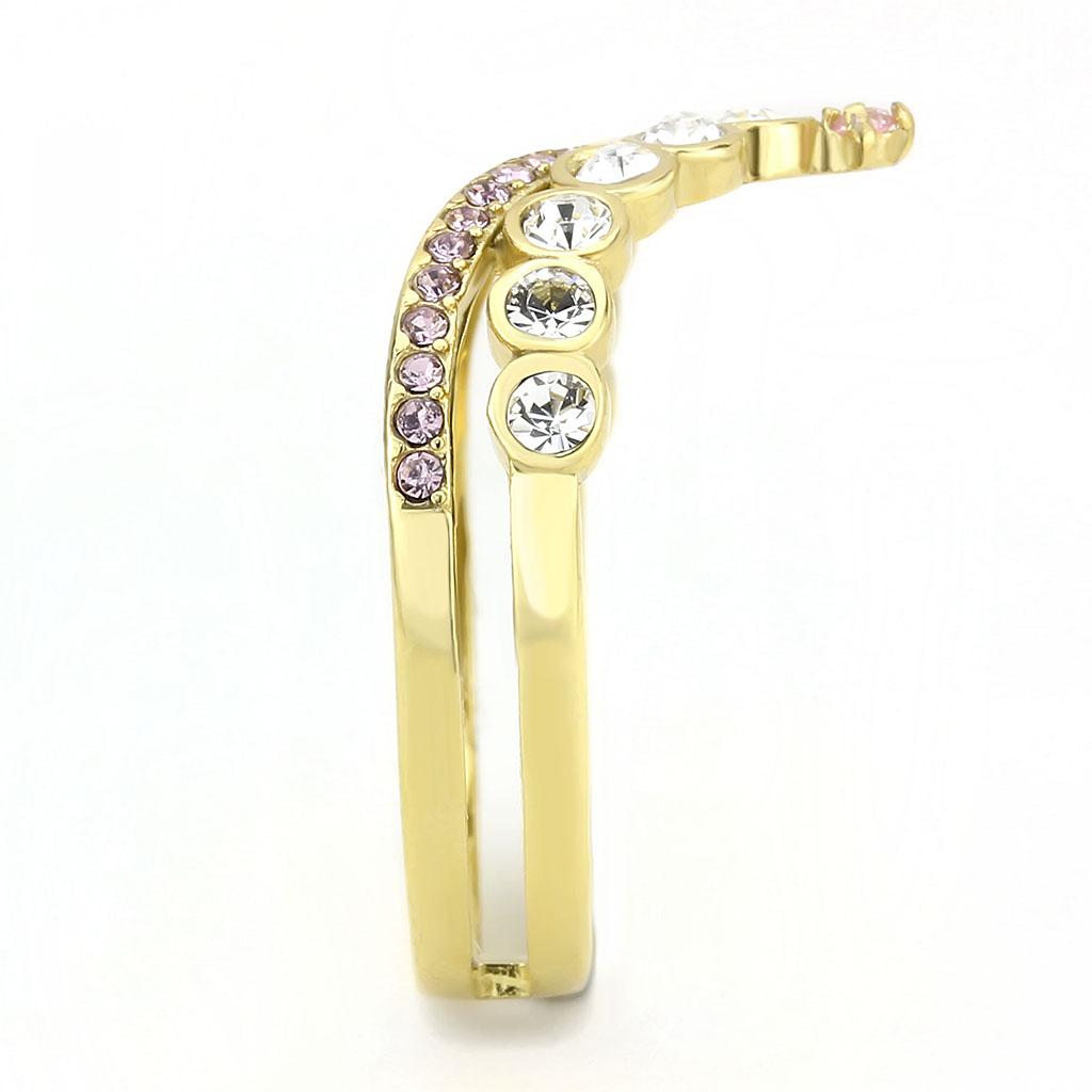 TK3587 - IP Gold(Ion Plating) Stainless Steel Ring with AAA Grade CZ  in Rose