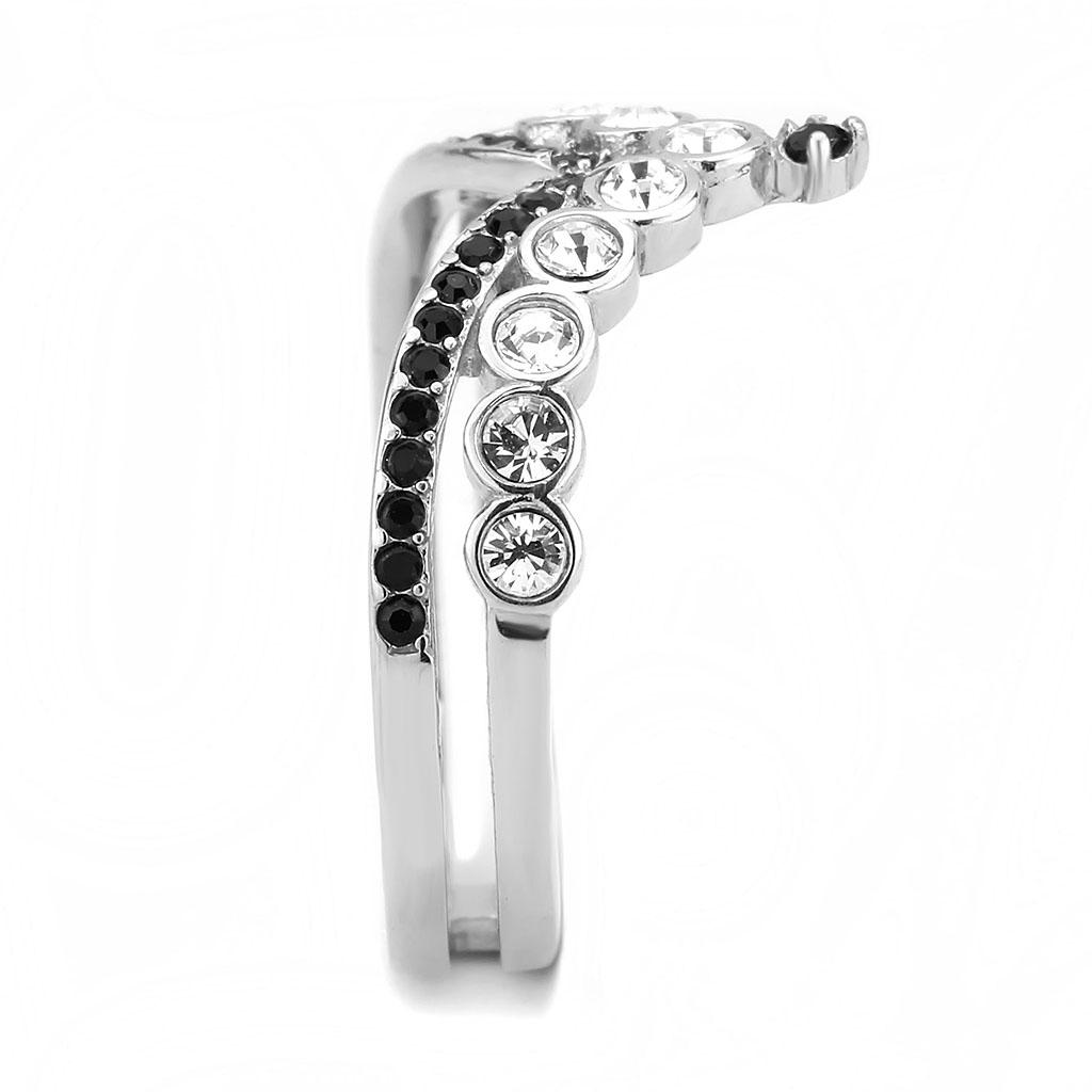 TK3588 - No Plating Stainless Steel Ring with Top Grade Crystal  in Clear