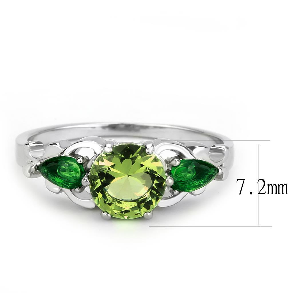 TK3610 - No Plating Stainless Steel Ring with Crystal in Peridot