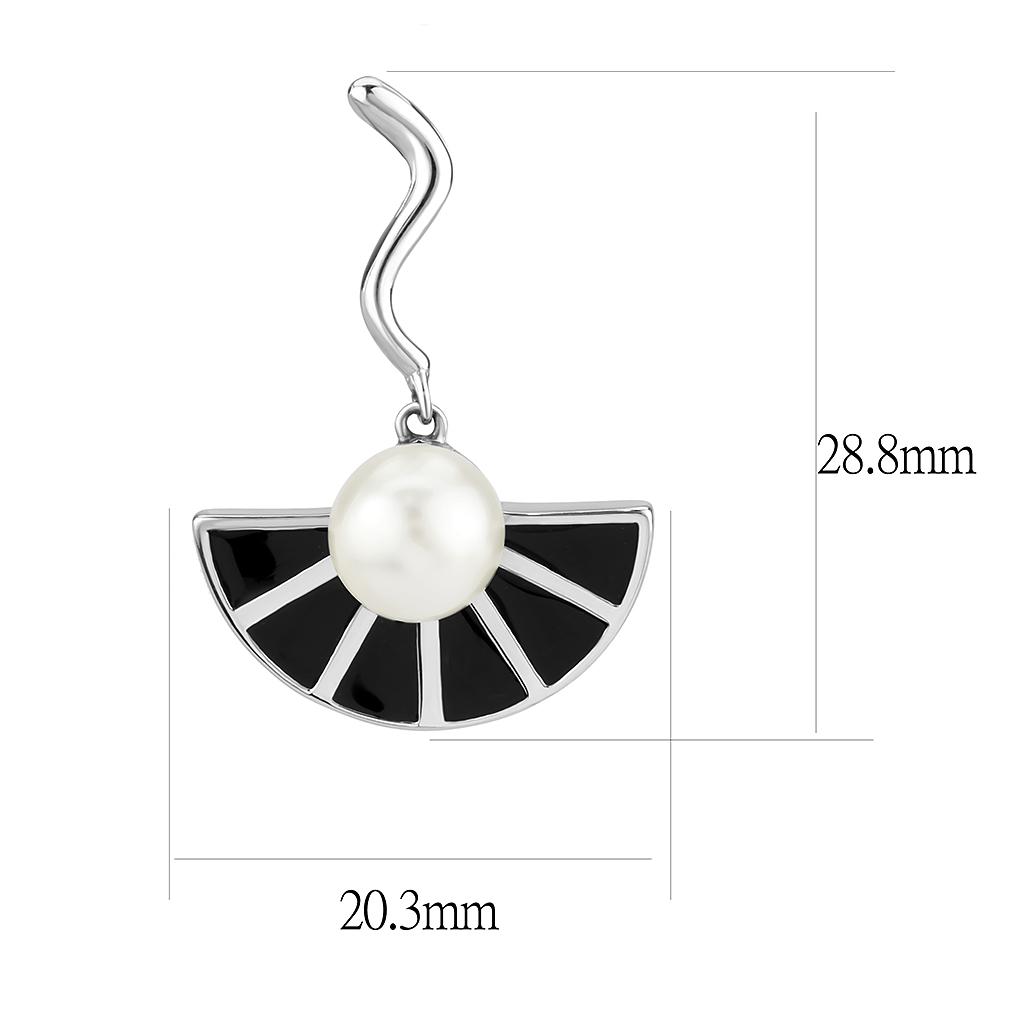 TK3612 - No Plating Stainless Steel Earrings with Synthetic Pearl in White