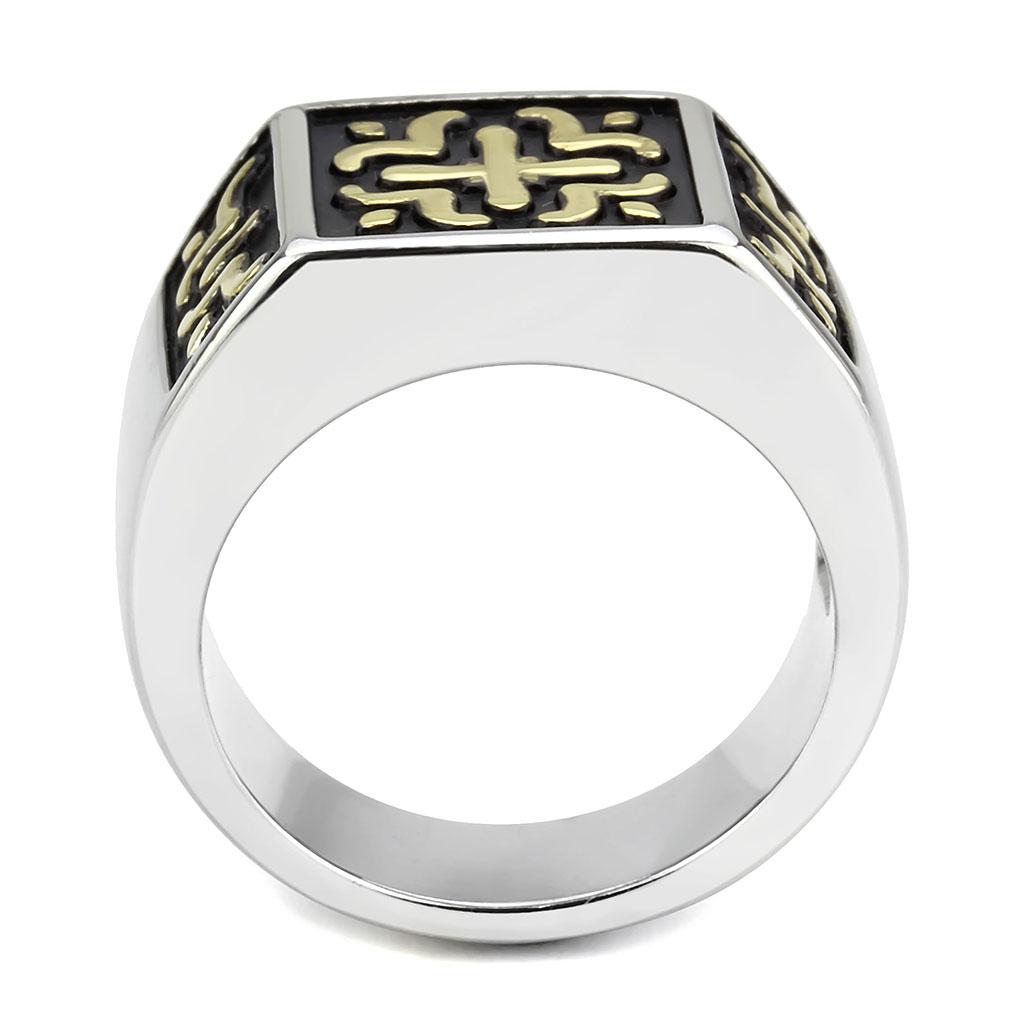 TK3622 - Two-Tone IP Gold (Ion Plating) Stainless Steel Ring with No Stone