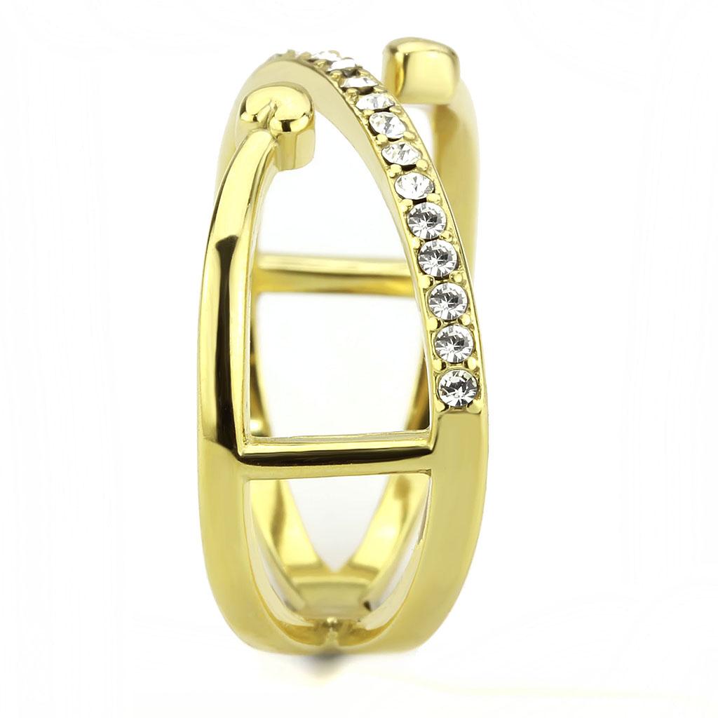 TK3625 - IP Gold(Ion Plating) Stainless Steel Ring with Top Grade Crystal  in Clear