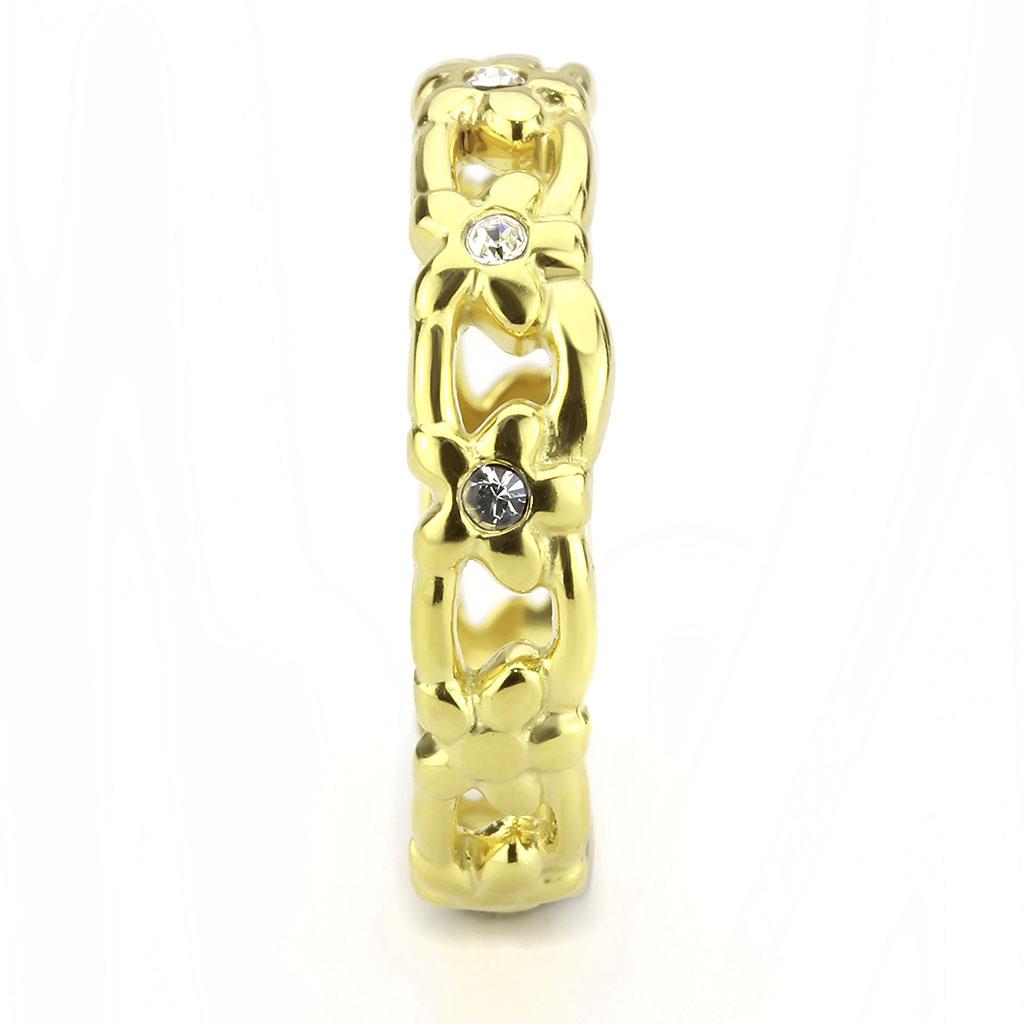 TK3629 - IP Gold(Ion Plating) Stainless Steel Ring with Top Grade Crystal  in Clear