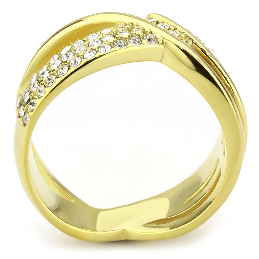 TK3632 - IP Gold(Ion Plating) Stainless Steel Ring with Top Grade Crystal  in Clear