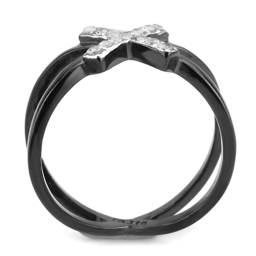 TK3635 - Two-Tone IP Black (Ion Plating) Stainless Steel Ring with AAA Grade CZ  in Clear