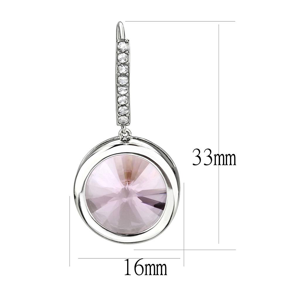 TK3643 - High polished (no plating) Stainless Steel Earrings with Top Grade Crystal  in Light Rose