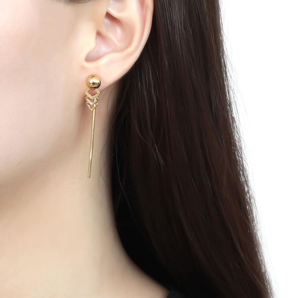 TK3650 - IP Gold(Ion Plating) Stainless Steel Earrings with No Stone