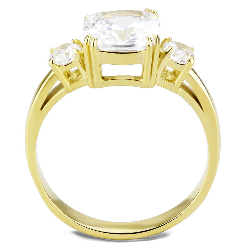 TK3674 - IP Gold(Ion Plating) Stainless Steel Ring with AAA Grade CZ  in Clear