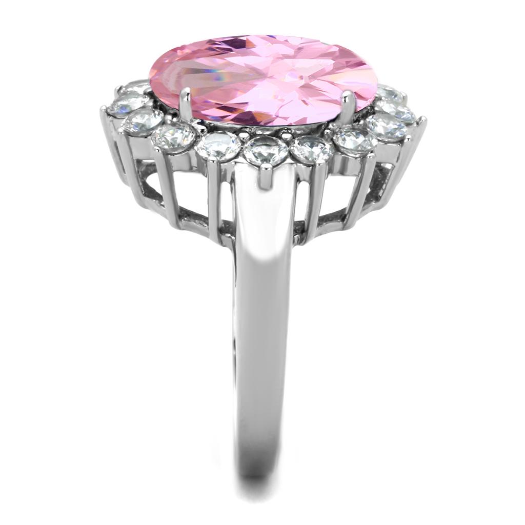 TK3676 - High polished (no plating) Stainless Steel Ring with Synthetic Synthetic Glass in Rose