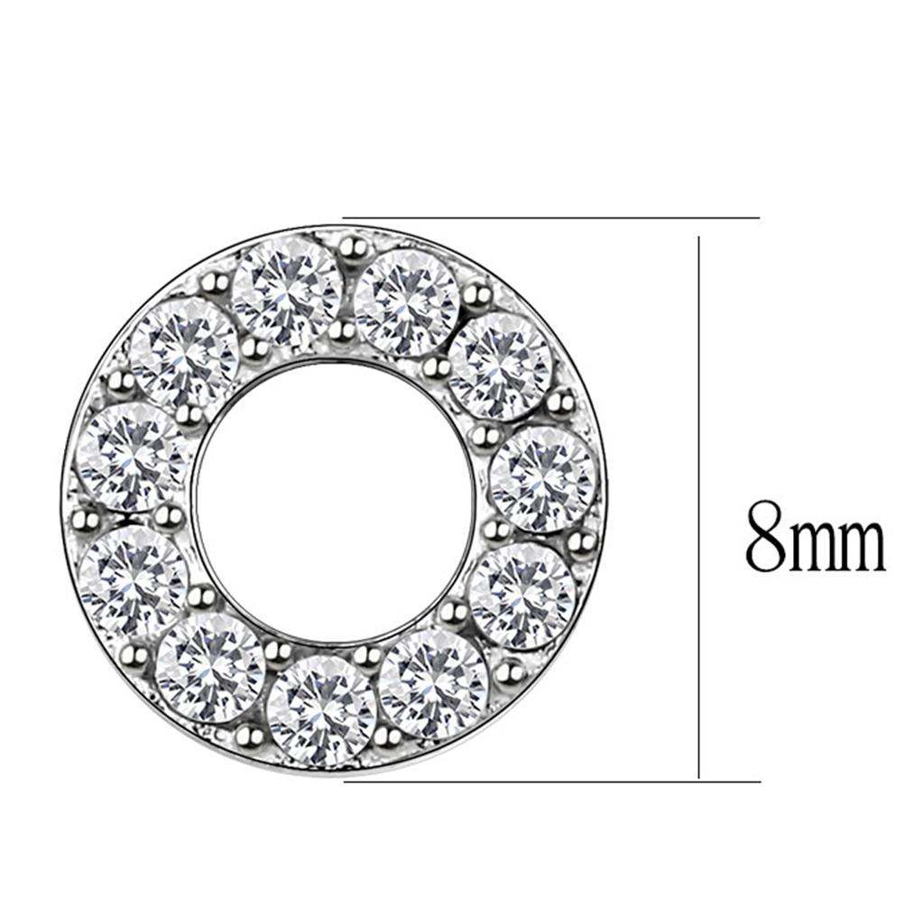 TK3679 - High polished (no plating) Stainless Steel Earrings with AAA Grade CZ  in Clear