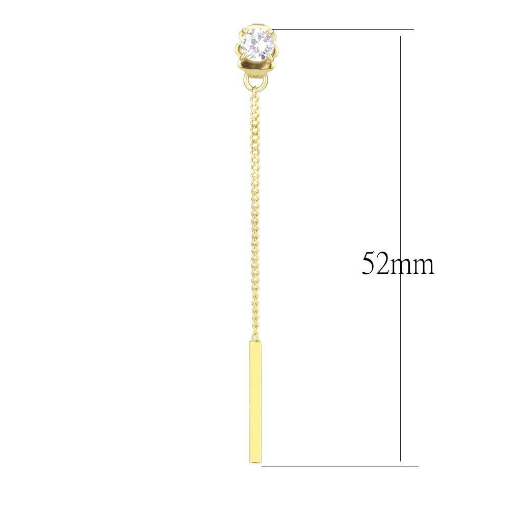 TK3681 - IP Gold(Ion Plating) Stainless Steel Earrings with AAA Grade CZ  in Clear