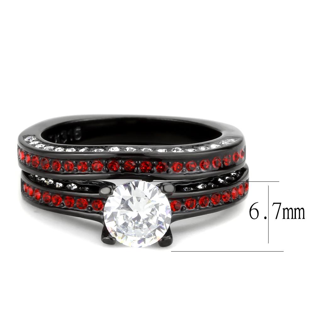 TK3695 - IP Black(Ion Plating) Stainless Steel Ring with AAA Grade CZ  in Clear