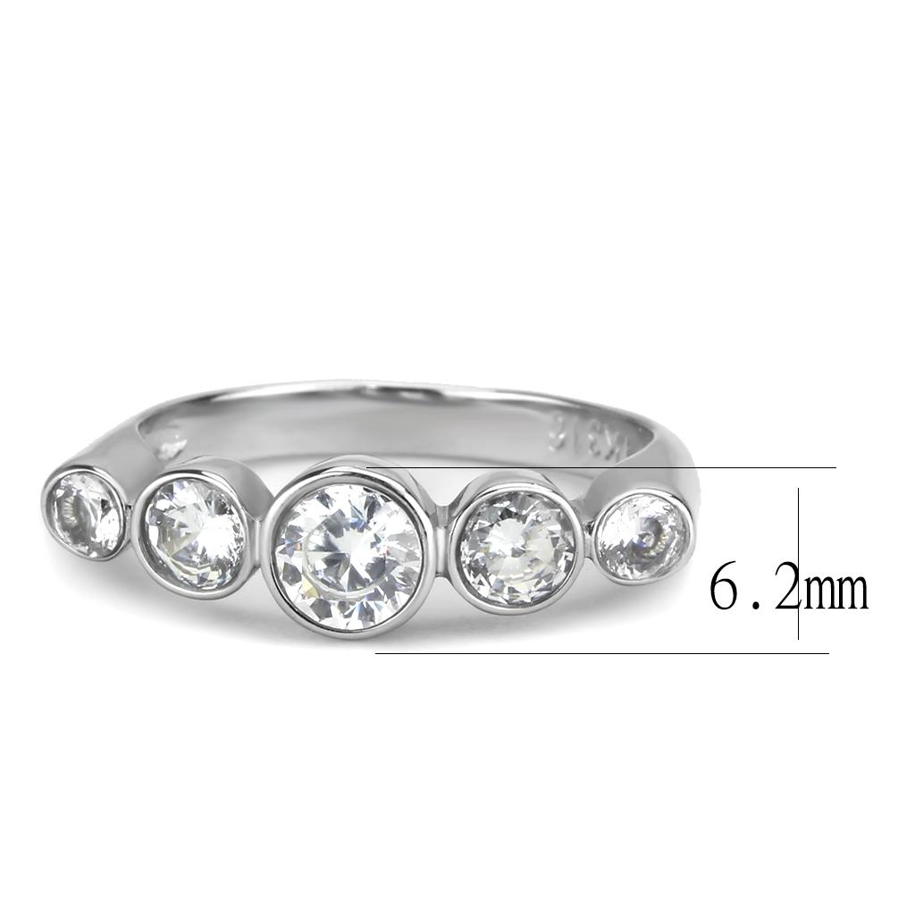 TK3697 - High polished (no plating) Stainless Steel Ring with AAA Grade CZ  in Clear