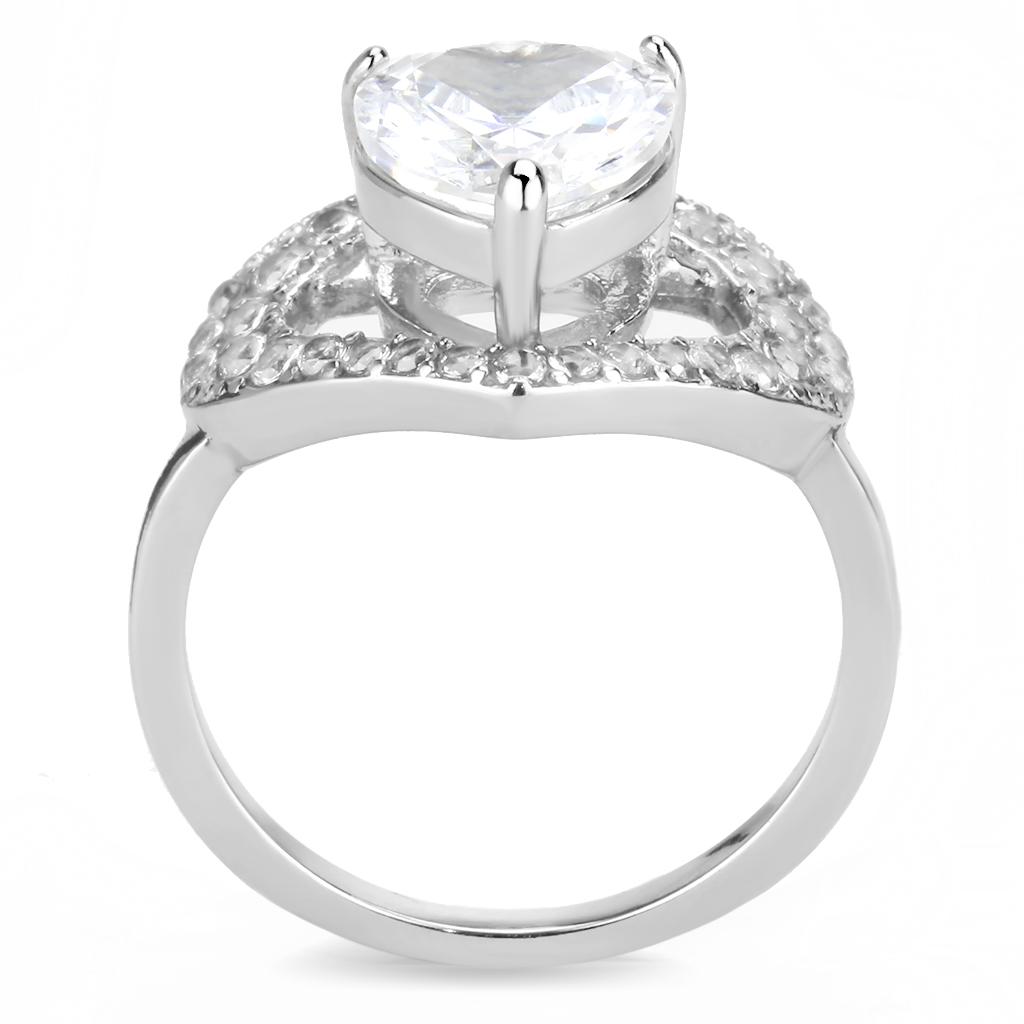 TK3698 - High polished (no plating) Stainless Steel Ring with AAA Grade CZ  in Clear