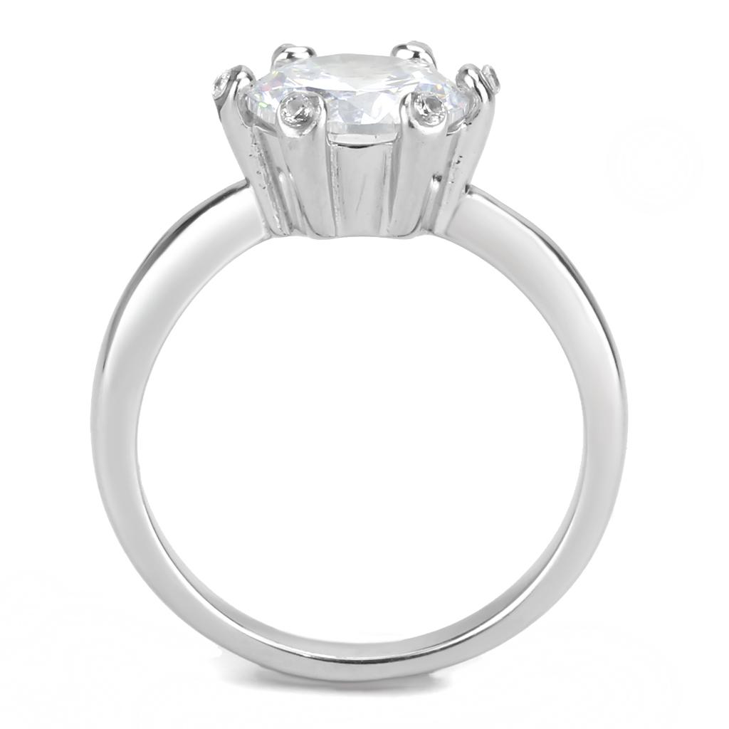 TK3700 - High polished (no plating) Stainless Steel Ring with AAA Grade CZ  in Clear