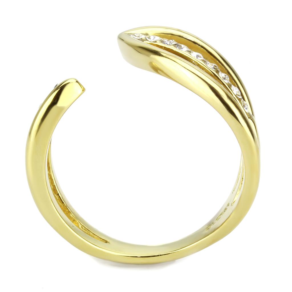 TK3710 - IP Gold(Ion Plating) Stainless Steel Ring with Top Grade Crystal  in Clear