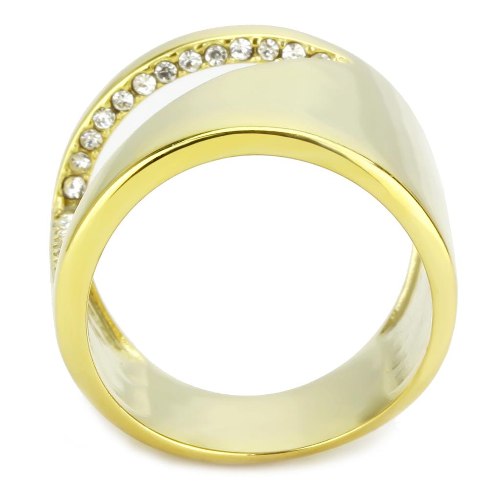 TK3715 - IP Gold(Ion Plating) Stainless Steel Ring with Top Grade Crystal  in Clear