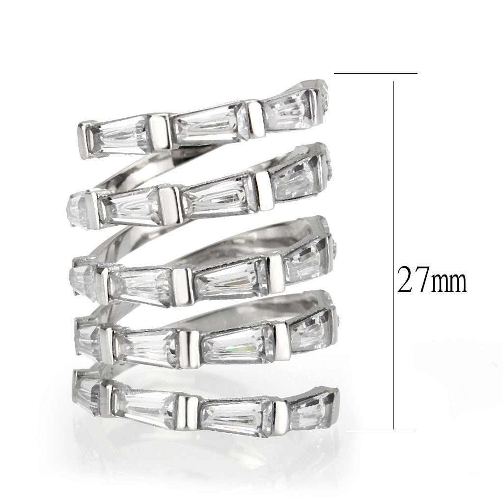 TK3729 High polished Stainless Steel Ring with AAA Grade CZ in Clear