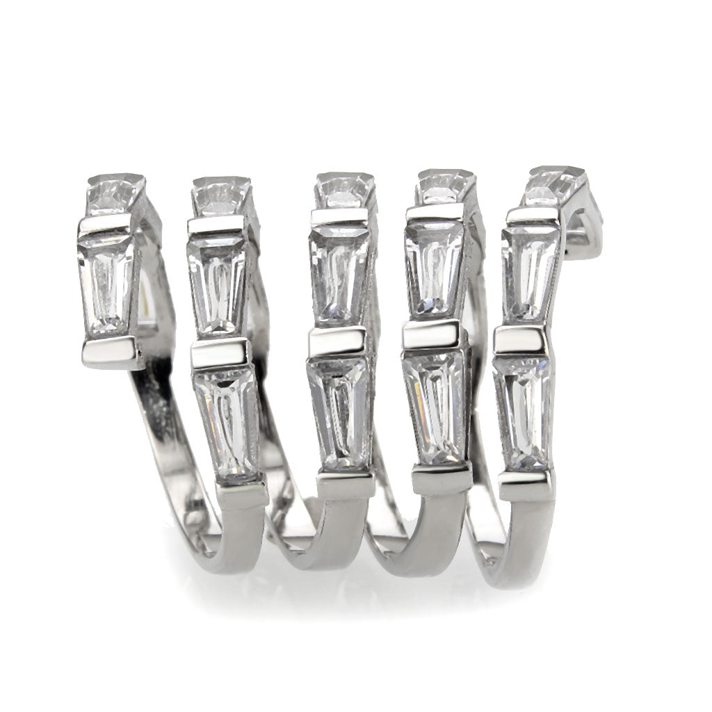 TK3729 High polished Stainless Steel Ring with AAA Grade CZ in Clear