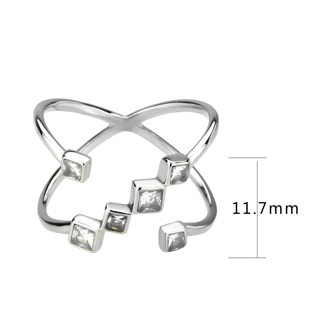 TK3730 High polished Stainless Steel Ring with AAA Grade CZ in Clear