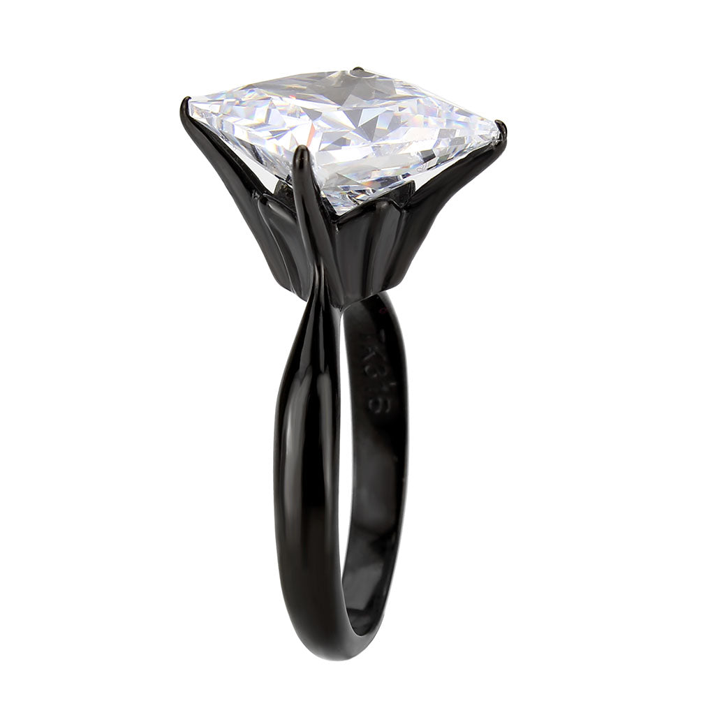 TK3736 IP Black  Stainless Steel Ring with AAA Grade CZ in Clear