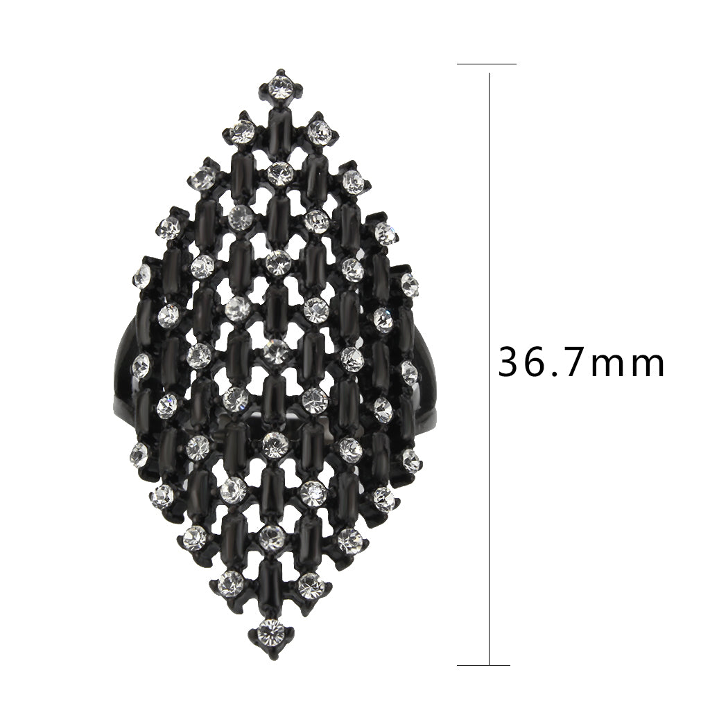 TK3750 IP Black Stainless Steel Ring with Top Grade Crystal in Clear