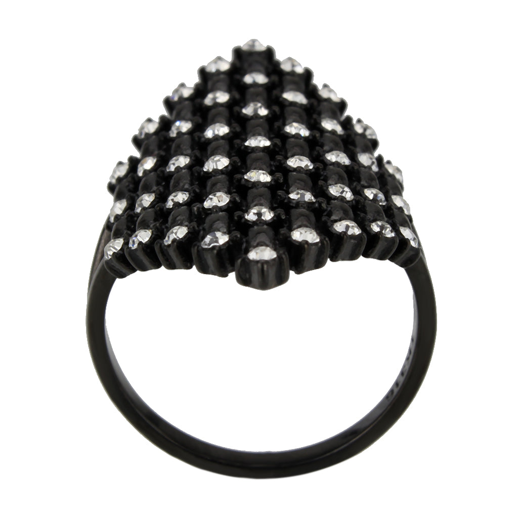 TK3750 IP Black Stainless Steel Ring with Top Grade Crystal in Clear