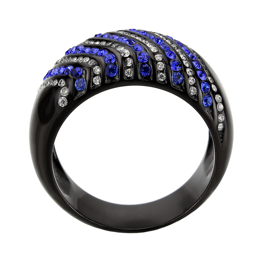 TK3751 IP Black  Stainless Steel Ring with AAA Grade CZ in Blue